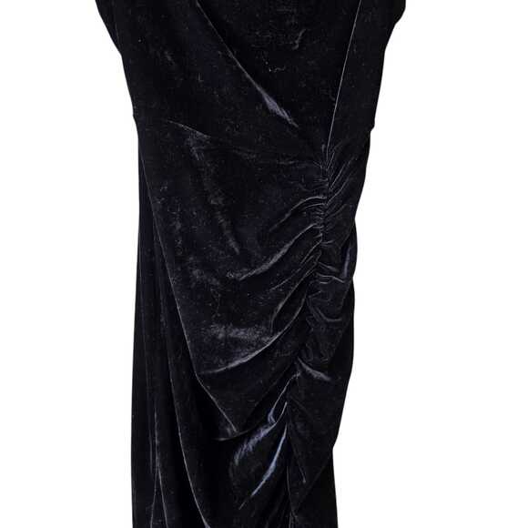 Sleeveless High Slit Velvet Maxi Dress Size M Black Bodycon Made USA Pleated - Picture 3 of 9